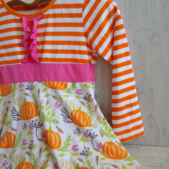 Boutique Fall Holiday Pumpkin Patch Dress Girls Size 7 (3XL) - Picture 3 of 9
